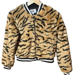 Jack by BB Dakota Black and Tan Faux Fur Jacket Size XS